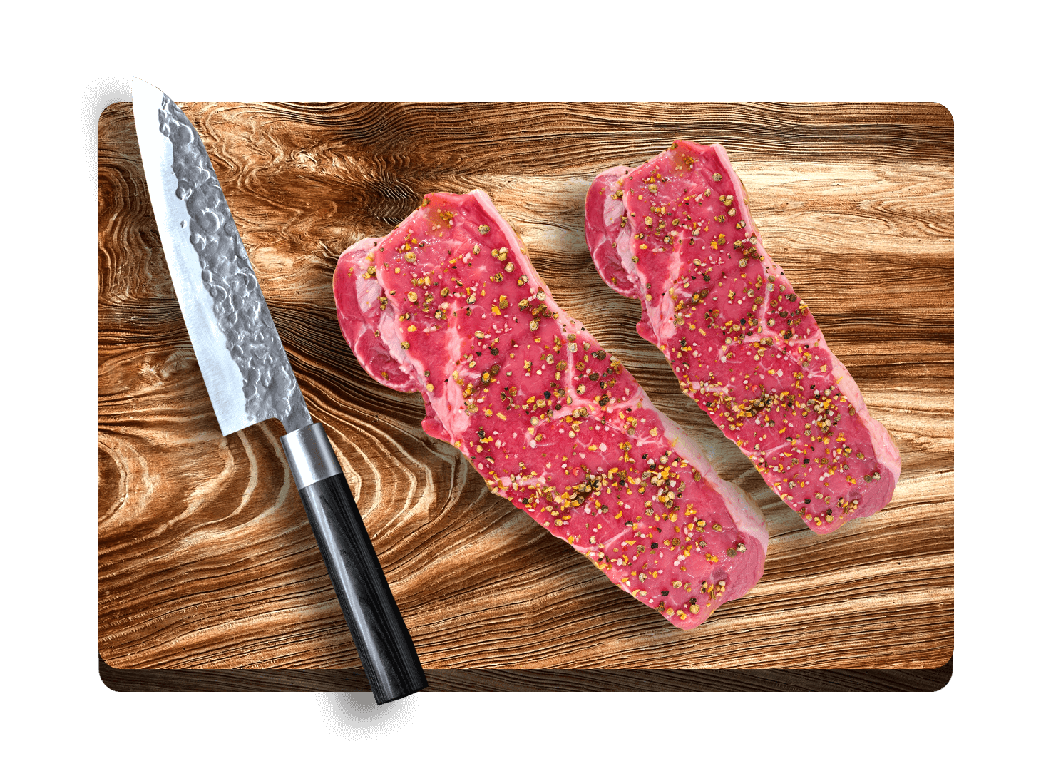 Butcher Block with Meat and Knife Butcher Block with Meat and Knife